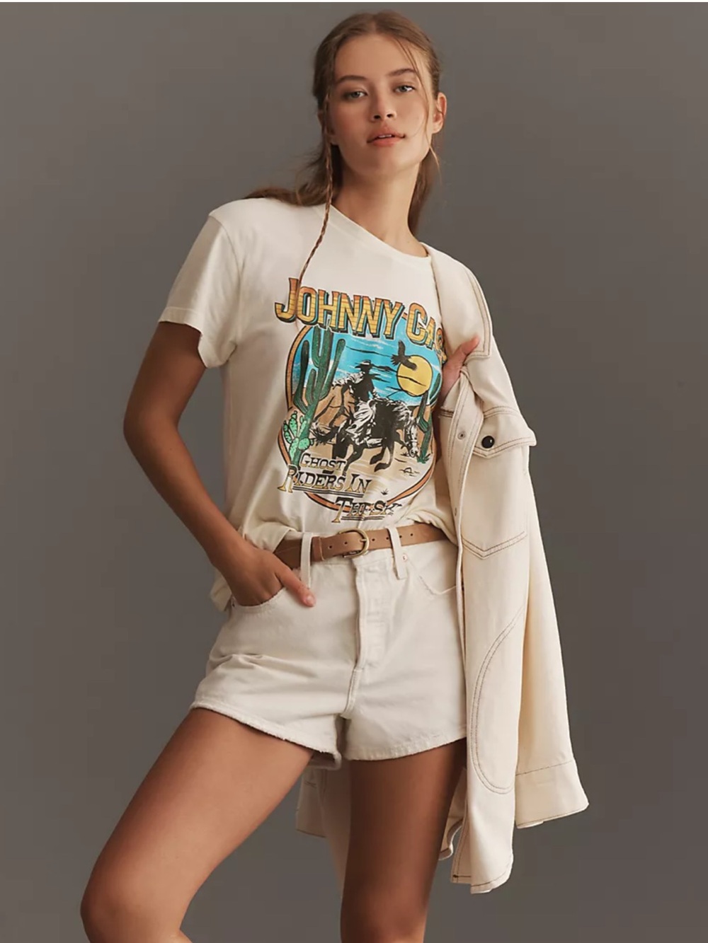 Anthropologie Daydreamer Women’s Johnny Cash Tour Graphic Tee Size Small